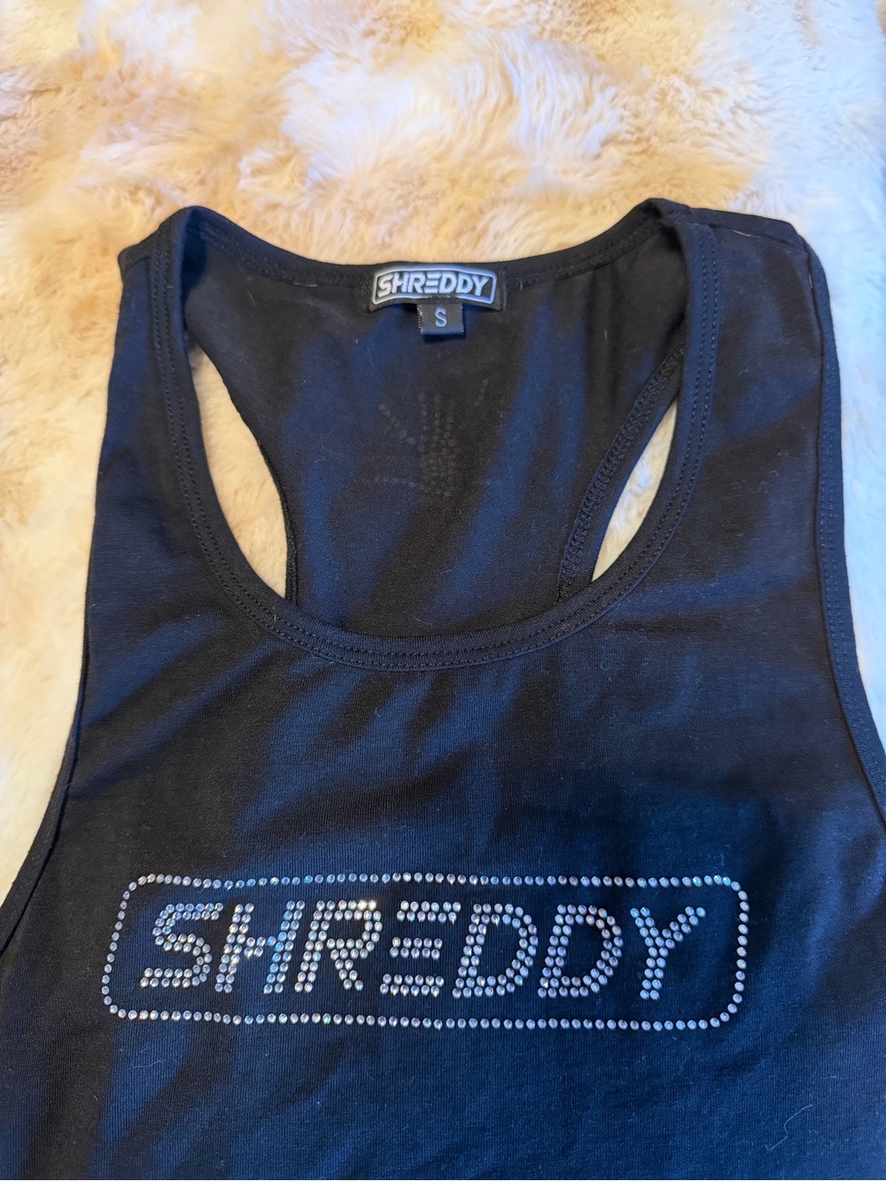 Shreddy Black Crystal Logo Racerback Tank Top